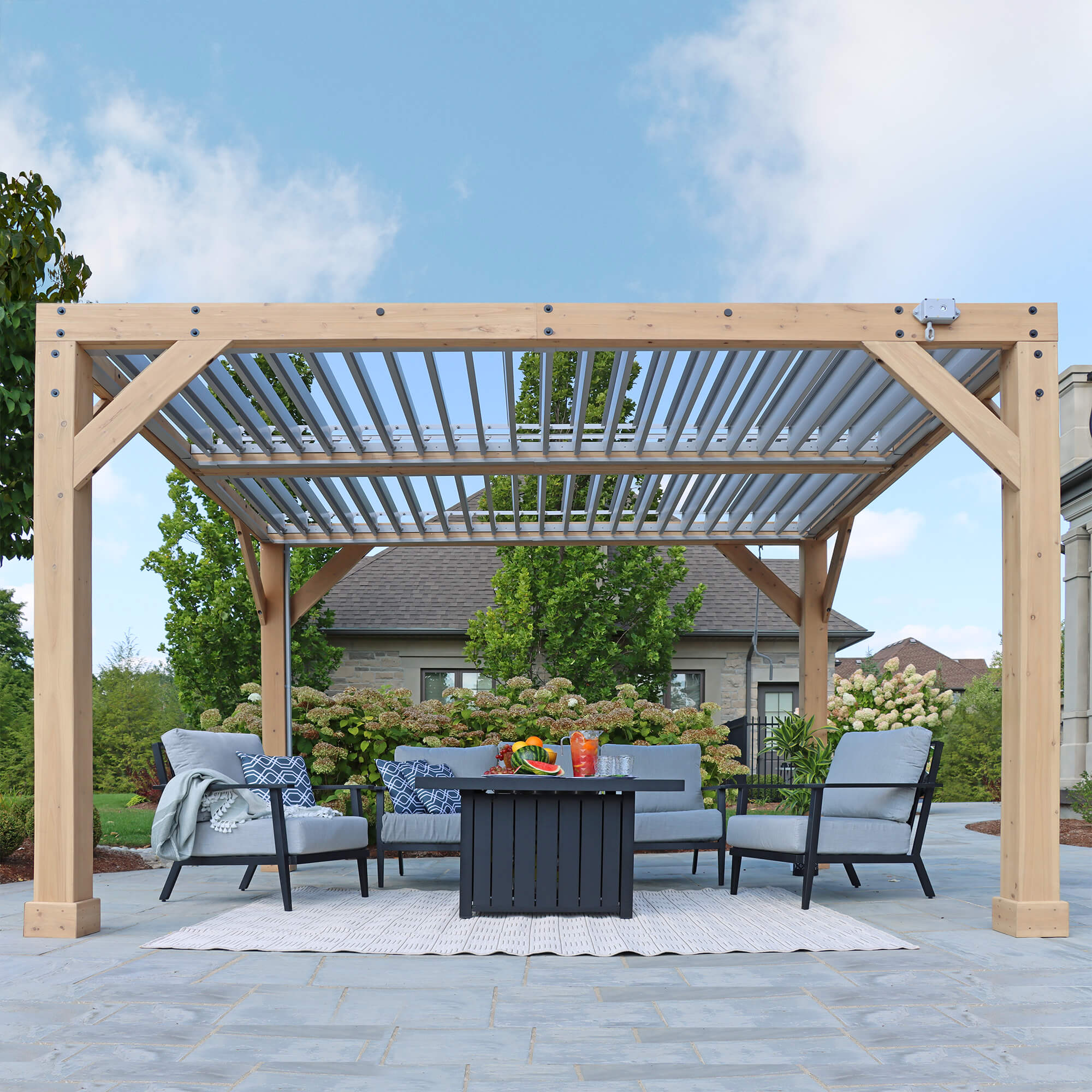 10 x 12 Meridian Wooden Louvered Pergola - Image 3