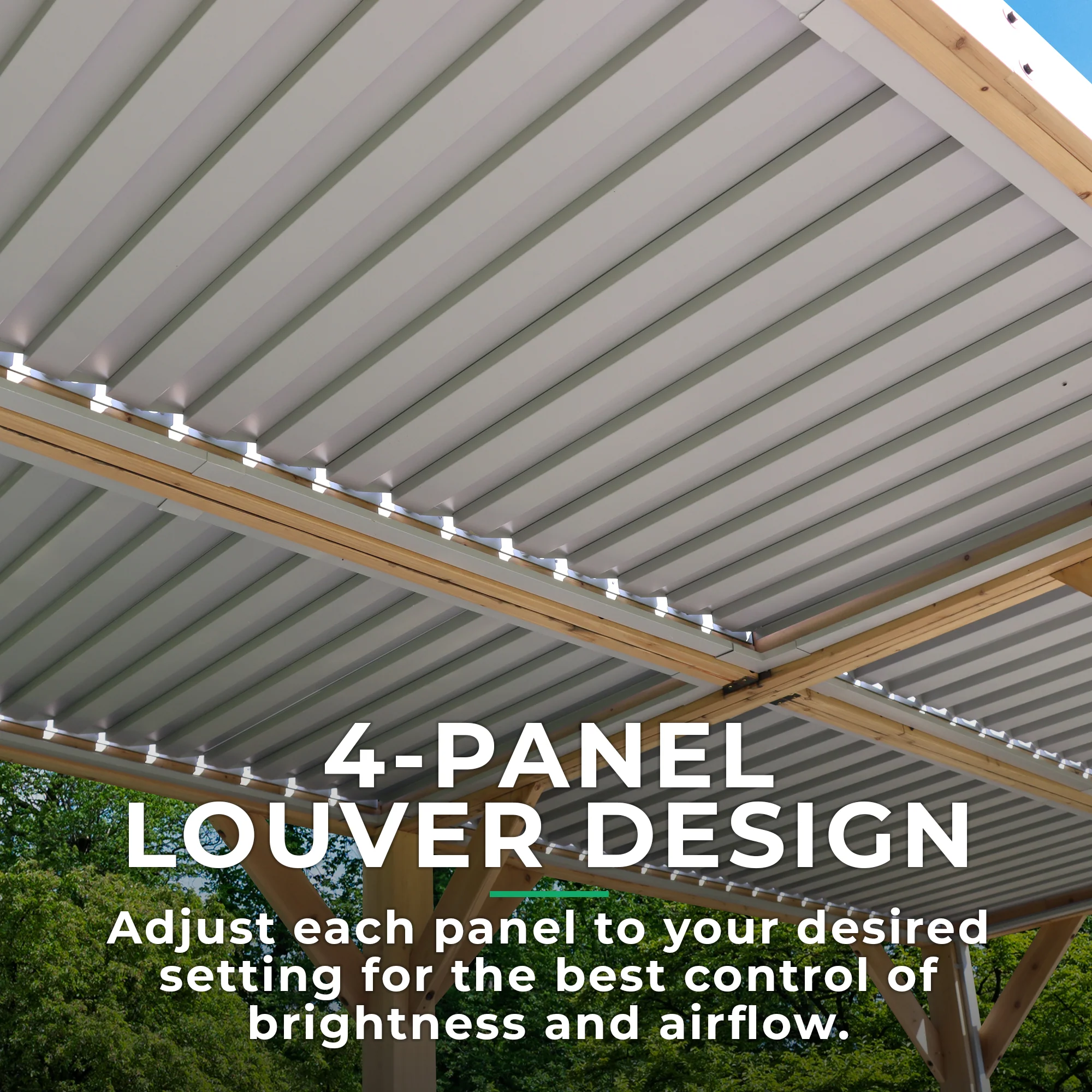 10 x 20 Meridian Wooden Louvered Pergola - Image 5