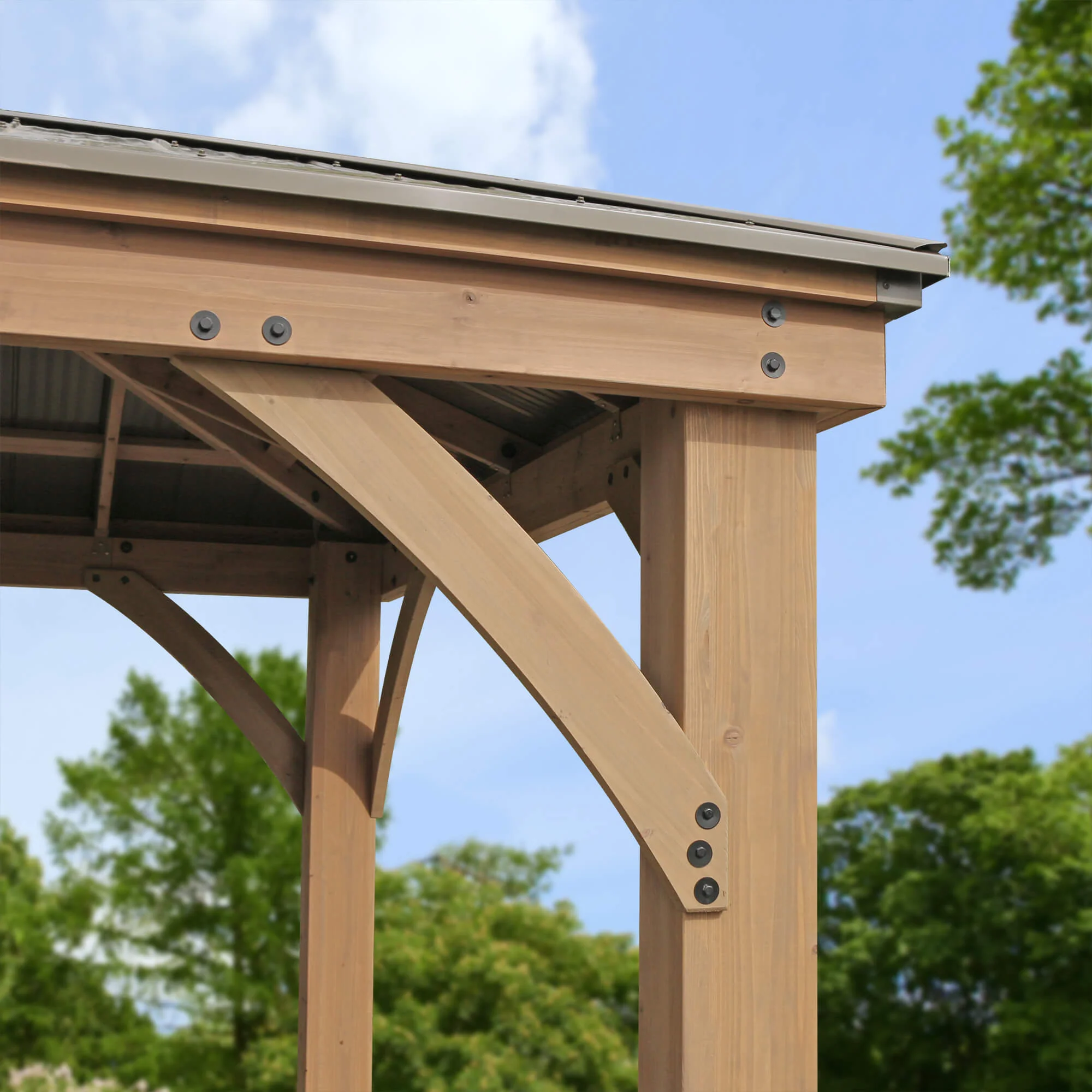 12 x 10 Wood Gazebo with Aluminum Roof (Costco) - Image 4