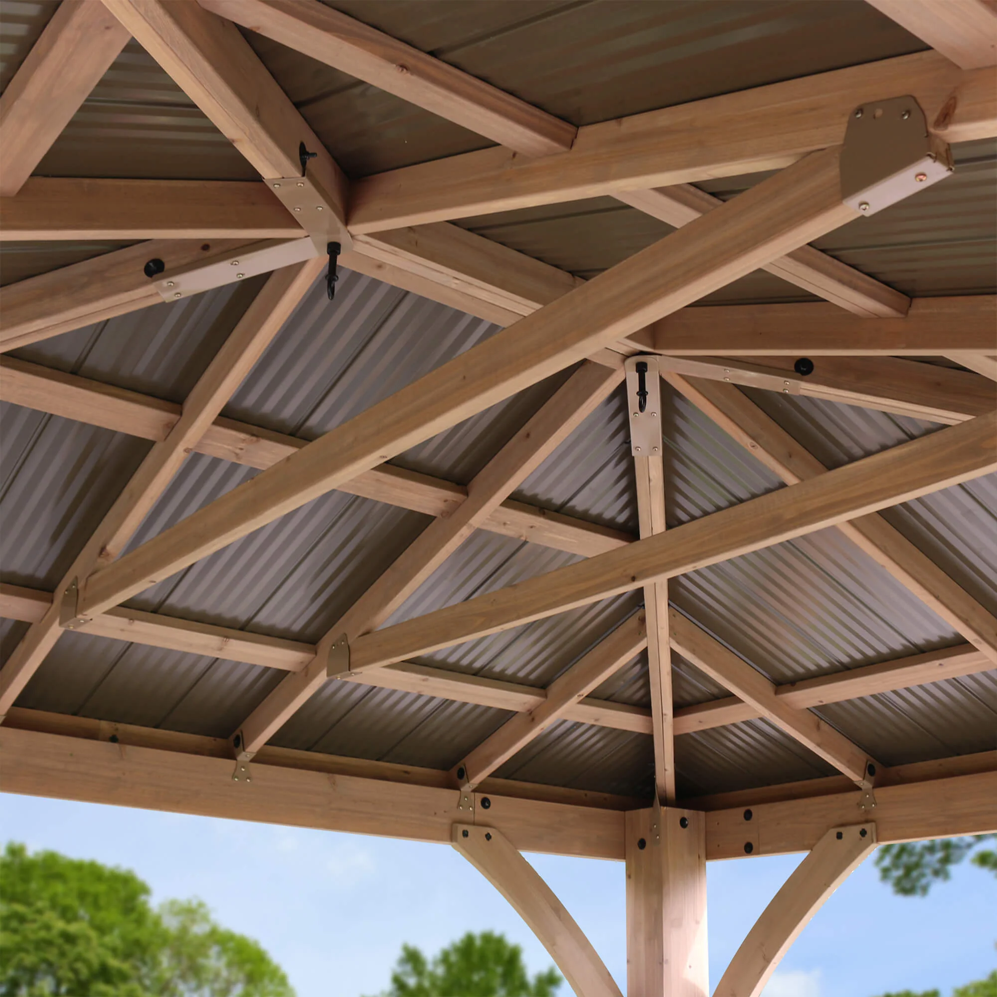 12 x 10 Wood Gazebo with Aluminum Roof (Costco) - Image 6