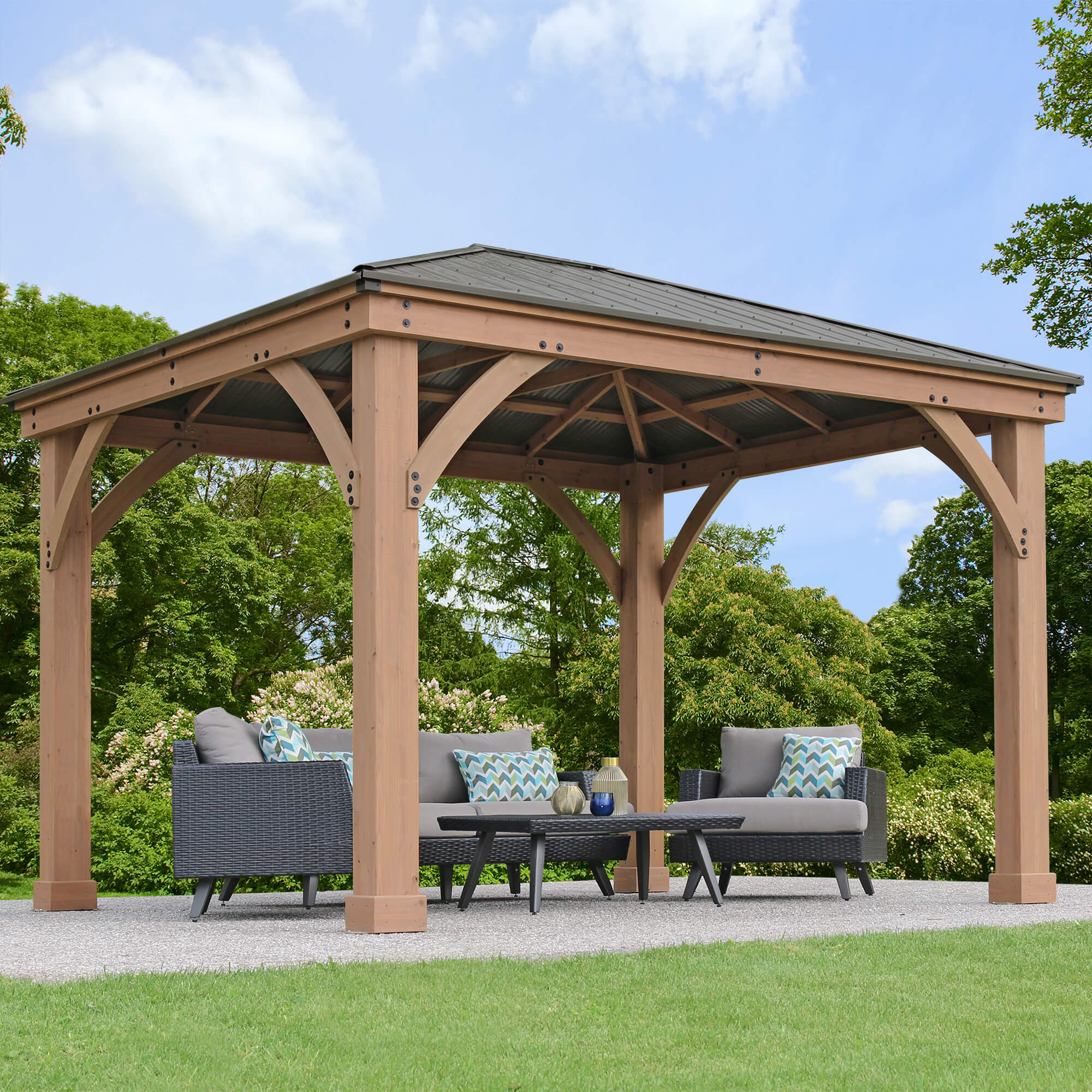 12 x 10 Wood Gazebo with Aluminum Roof (Costco) - Image 7