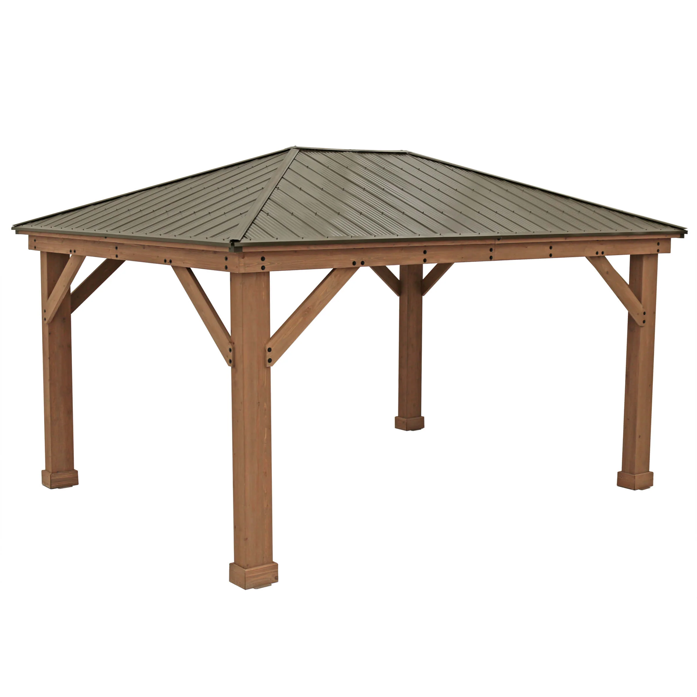 12 x 16 Wood Gazebo With Aluminum Roof (Costco) - Image 12