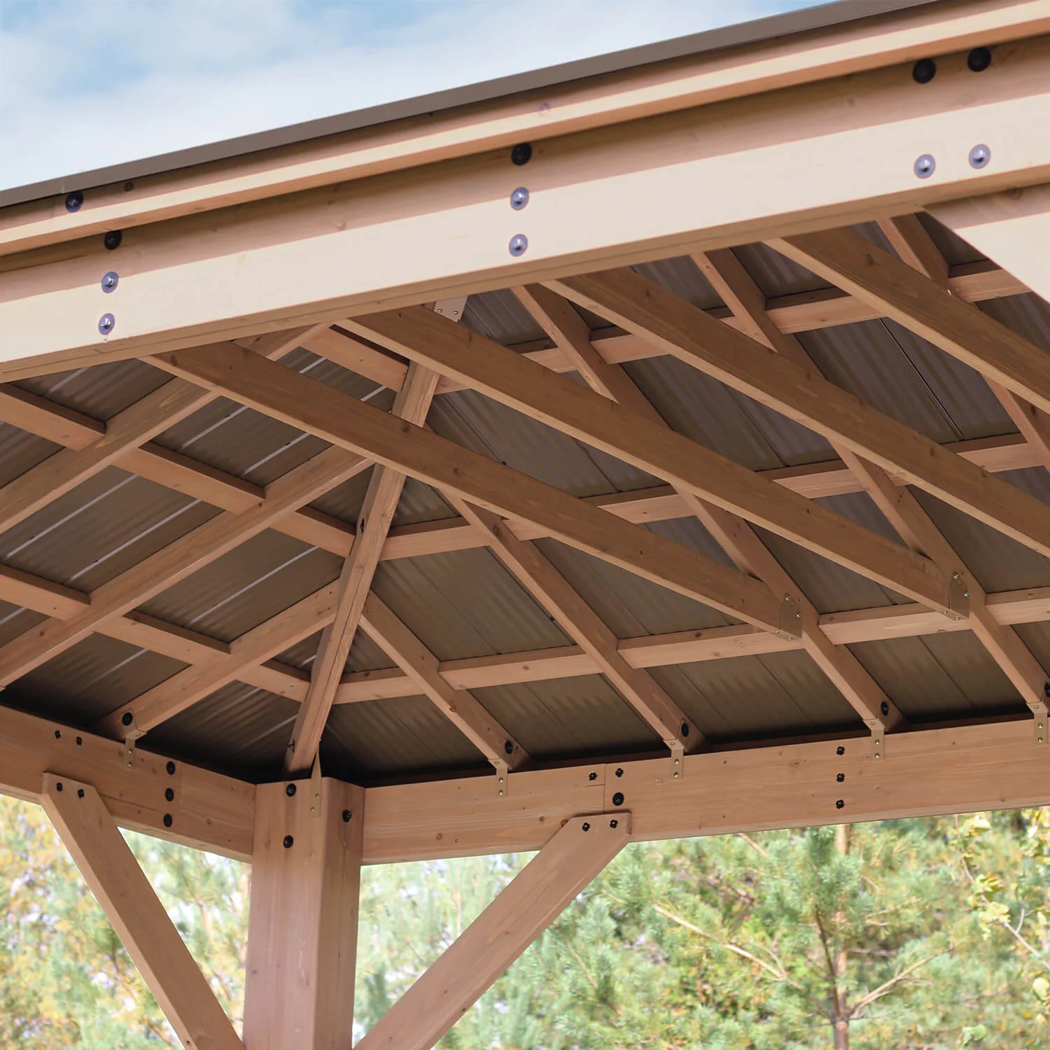 12 x 16 Wood Gazebo With Aluminum Roof (Costco) - Image 8