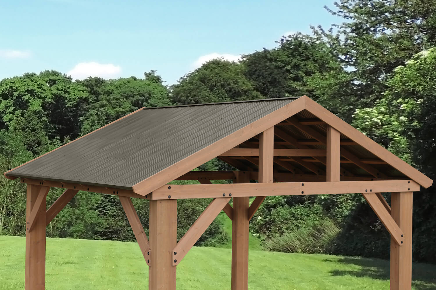 14 x 12 Wood Pavilion With Aluminum Roof - Image 4